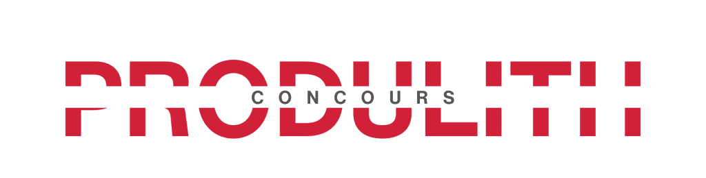 Logo Produlith en rouge avec texte en surimpression.